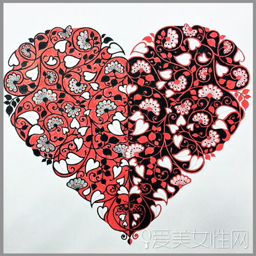 《秘密花园》绘图:红+白+黑+粉红