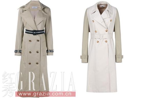 左：Preen By Thornton Bregazzi外套 （可以在farfetch.com.cn买到）；右：Stella McCartney风衣外套