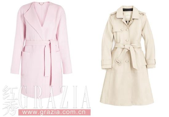 左：Marella粉色外套；右：kate spade new york风衣外套